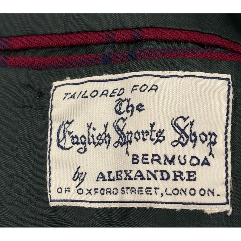 VTG Bespoke Alexander Bermuda Wool Sport Coat Green/Red/Blue Plaid 44R England - Picture 7 of 12